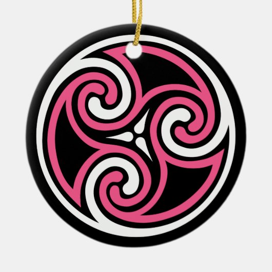 Celtic Trisemmertern, Fuchsia Black en White Keramisch Ornament (Voorkant)