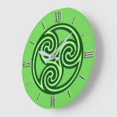 Celtic Triskele Ornament, Lime and Dark Green Grote Klok (Hoek)