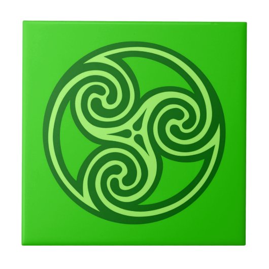 Celtic Triskele Ornament, Limoen & Smaragdgroen Tegeltje (Voorkant)