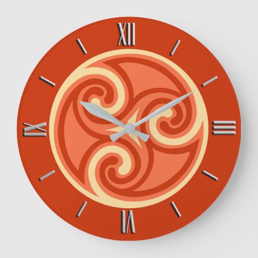 Celtic Triskele Ornament, Mandarin Orange Grote Klok (Voorkant)