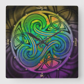 Celtic Triskele Uhr Vierkante Klok (Voorkant)