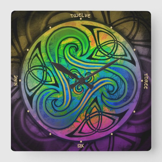 Celtic Triskele Uhr Vierkante Klok (Voorkant)