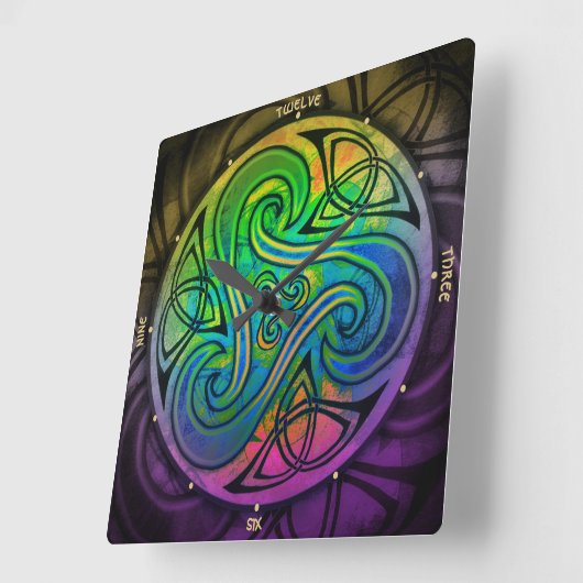 Celtic Triskele Uhr Vierkante Klok (Hoek)