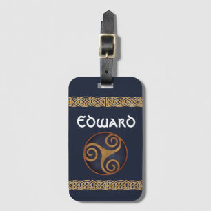 Celtic Triskelion (blauw) Aangepast Bagagelabel