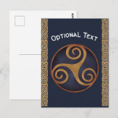 Celtic Triskelion (blauw) Aangepast Briefkaart (Voorkant / Achterkant)