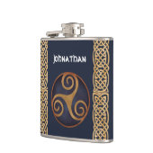 Celtic Triskelion (blauw) Aangepast Heupfles (Links)