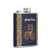 Celtic Triskelion (blauw) Aangepast Heupfles (Rechts)