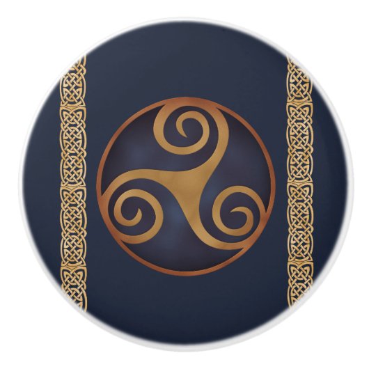 Celtic Triskelion (blauw) Aangepast Keramische Knop (Voorkant)