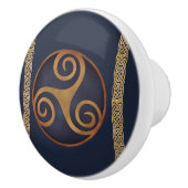 Celtic Triskelion (blauw) Aangepast Keramische Knop (Rechts)