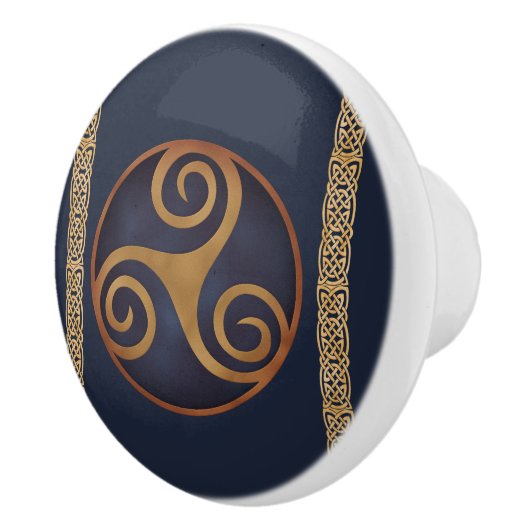 Celtic Triskelion (blauw) Aangepast Keramische Knop (Rechts)
