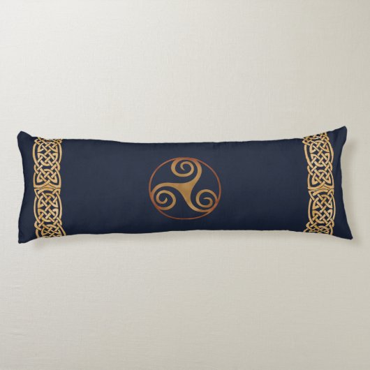 Celtic Triskelion (blauw) Aangepast Lichaamskussen (Achterkant)