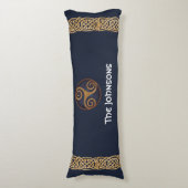 Celtic Triskelion (blauw) Aangepast Lichaamskussen (Voorkant Verticaal)