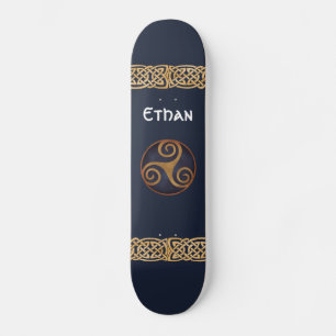 Celtic Triskelion (blauw) Aangepast Persoonlijk Skateboard