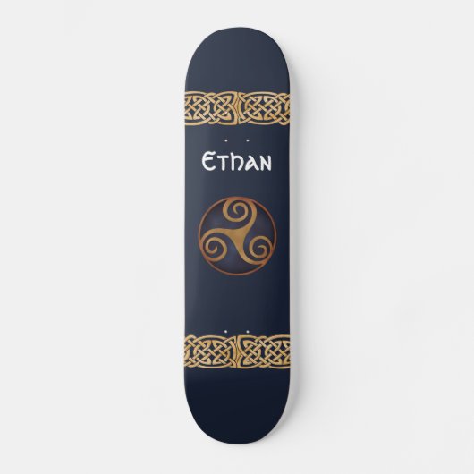 Celtic Triskelion (blauw) Aangepast Persoonlijk Skateboard (Voorkant)