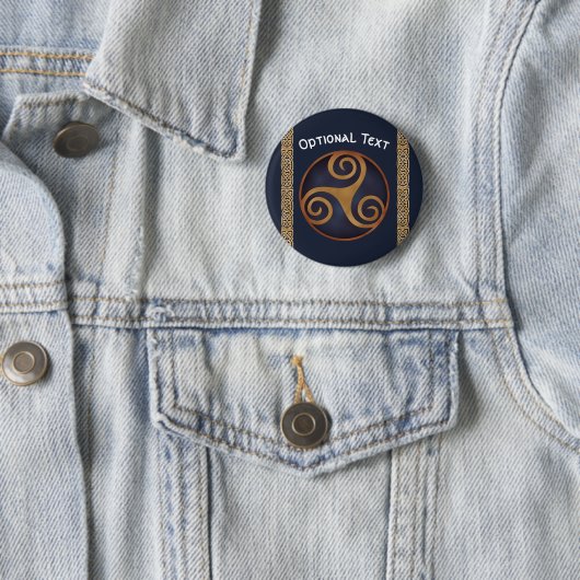 Celtic Triskelion (blauw) Aangepast Ronde Button 5,7 Cm (In situ)