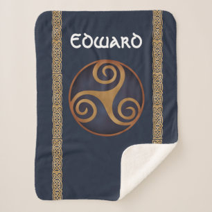 Celtic Triskelion (blauw) Aangepast Sherpa Deken