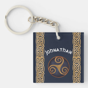 Celtic Triskelion (blauw) Aangepast Sleutelhanger