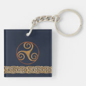 Celtic Triskelion (blauw) Aangepast Sleutelhanger (Achterkant)