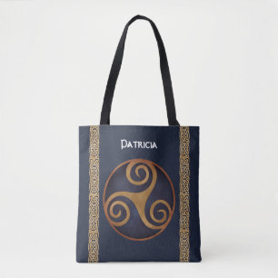 Celtic Triskelion (blauw) Aangepast Tote Bag