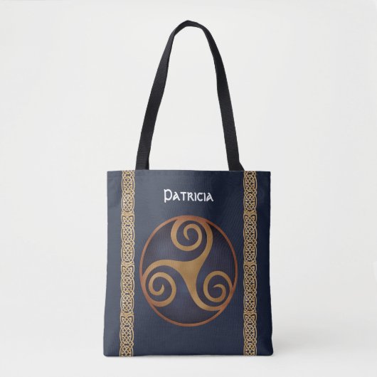 Celtic Triskelion (blauw) Aangepast Tote Bag (Voorkant)