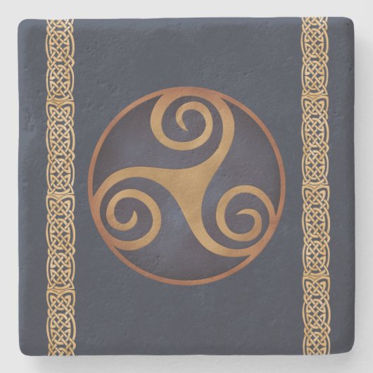 Celtic Triskelion (blauw) Aangepaste Sjabloon Stenen Onderzetter (Voorkant)