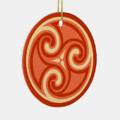 Celtic Triskraantaarn Pattern, Mandarin Oranje Keramisch Ornament (Rechts)