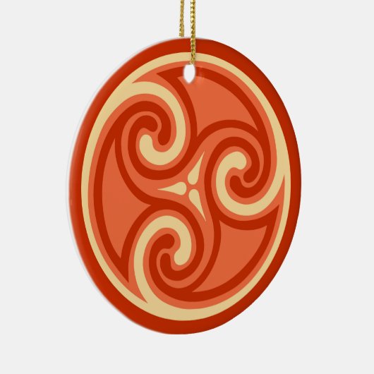 Celtic Triskraantaarn Pattern, Mandarin Oranje Keramisch Ornament (Rechts)