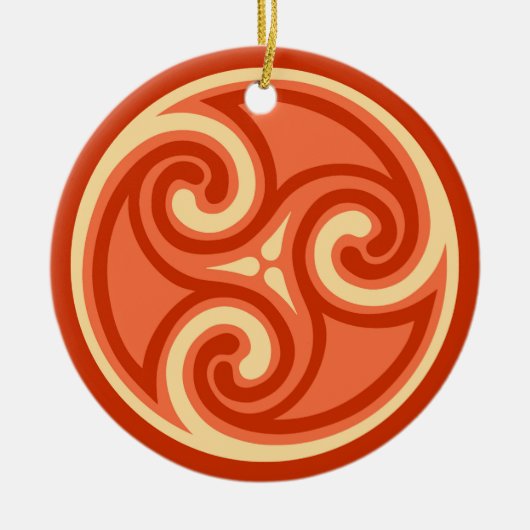 Celtic Triskraantaarn Pattern, Mandarin Oranje Keramisch Ornament (Voorkant)