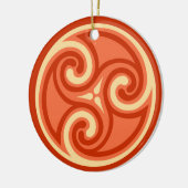 Celtic Triskraantaarn Pattern, Mandarin Oranje Keramisch Ornament (Links)