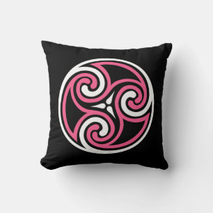 Celtic Trissia Ornament, Fuchiszwart en wit Kussen