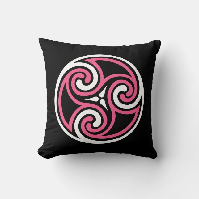Celtic Trissia Ornament, Fuchiszwart en wit Kussen (Voorkant)