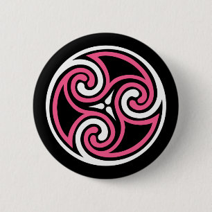 Celtic Trissia Ornament, Fuchiszwart en wit Ronde Button 5,7 Cm