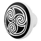 Celtic TrisWhite Ornament, Black en Black Keramische Knop (Rechts)