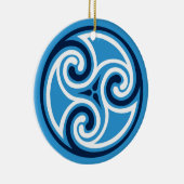 Celtic TrisWhite Pattern, Sky Blue en Sky Blue Keramisch Ornament (Rechts)