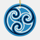 Celtic TrisWhite Pattern, Sky Blue en Sky Blue Keramisch Ornament (Voorkant)