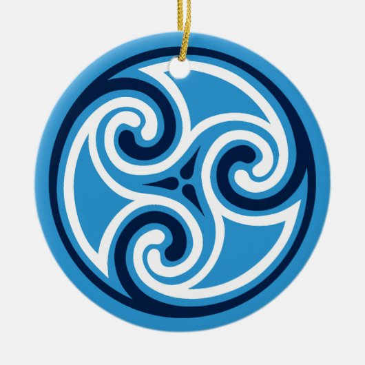 Celtic TrisWhite Pattern, Sky Blue en Sky Blue Keramisch Ornament (Voorkant)