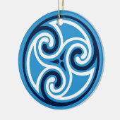 Celtic TrisWhite Pattern, Sky Blue en Sky Blue Keramisch Ornament (Links)