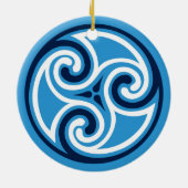 Celtic TrisWhite Pattern, Sky Blue en Sky Blue Keramisch Ornament (Achterkant)
