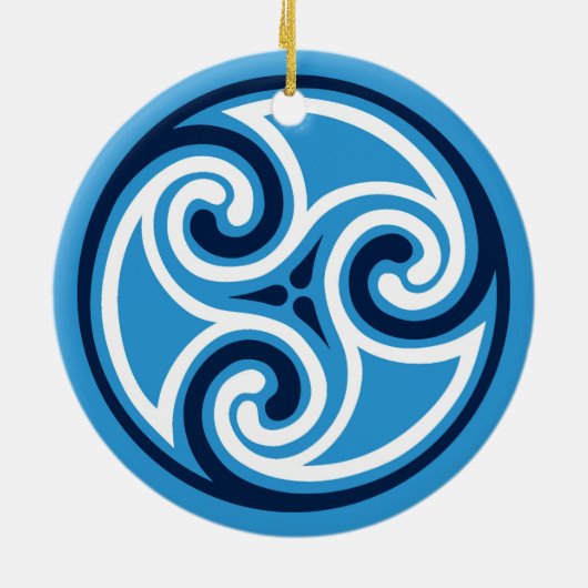Celtic TrisWhite Pattern, Sky Blue en Sky Blue Keramisch Ornament (Achterkant)