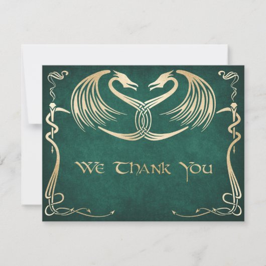 Celtic Viking Dragon Wedding Bedankkaart (Voorkant)