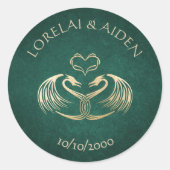 Celtic Viking Dragon Wedding Ronde Sticker (Voorkant)