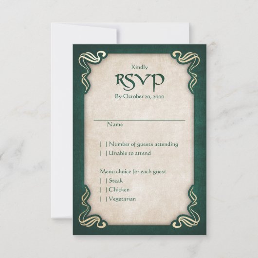 Celtic Viking Dragon Wedding RSVP Kaartje (Voorkant)