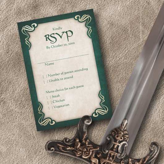 Celtic Viking Dragon Wedding RSVP Kaartje