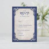 Celtic Viking Dragon Wedding RSVP Kaartje (Staand voorkant)