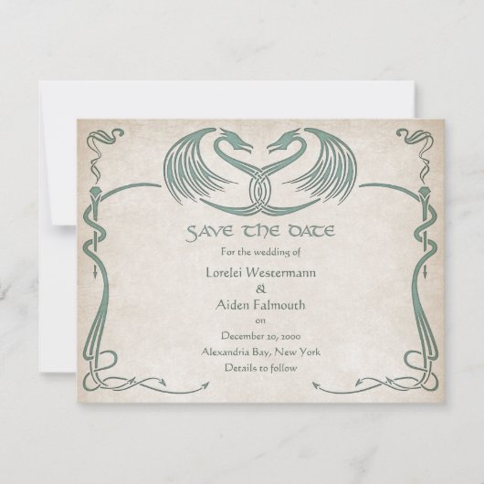 Celtic Viking Dragon Wedding Save The Date (Voorkant)