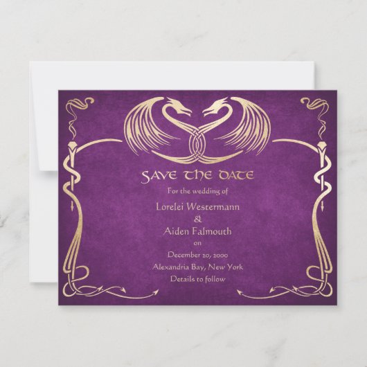 Celtic Viking Dragon Wedding Save The Date (Voorkant)