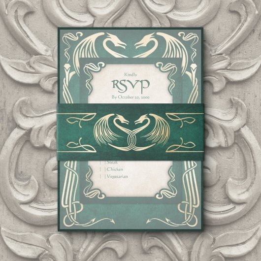 Celtic Viking Dragon Wedding Uitnodigingen Wikkel