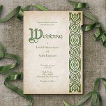 Celtic Viking Fantasy Wedding Kaart<br><div class="desc">Twaalf monniken slaafden veertig dagen en veertig nachten weg om deze uitnodigingen te produceren. Grapje. De coördinerende stukken van deze middeleeuwse Keltische huwelijksuitnodigingssuite zijn voorzien van Keltische design met kalligrafie uit een middeleeuwse verlichte tekst. Perfect voor uw renaissance bruiloft, middeleeuwse bruiloft, of epische fantasie bruiloft. Bestel uw gedrukte uitnodigingen en...</div>
