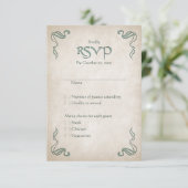 Celtic Viking Fantasy Wedding RSVP Kaartje (Staand voorkant)