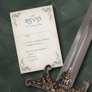 Celtic Viking Fantasy Wedding RSVP Kaartje